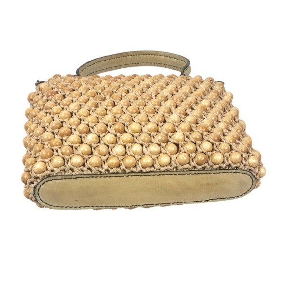 Vintage Italian Koret Handmade Wood Bead Luxury Woven Chic Unique Hand Bag Purse - Picture 8 of 16